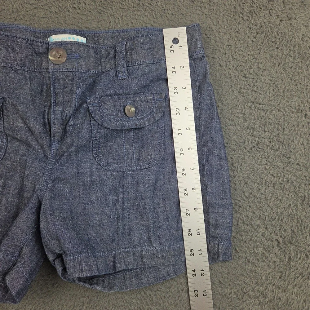 Old Navy Chambray Belted Shorts Women's 14 Blue Adjustable Waist Cotton
